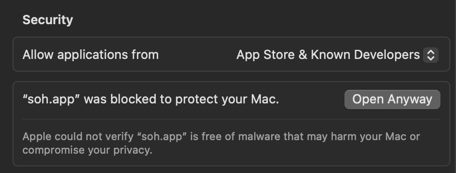 macOS Ventura security pane
