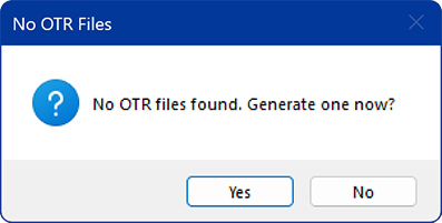 Windows No OTR Files Found