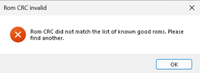 ROM CRC invalid